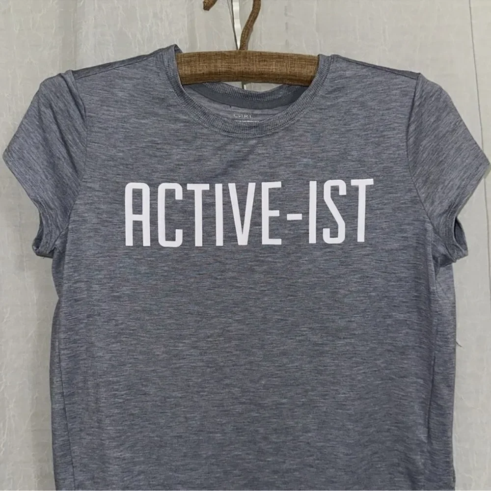 ATHLETA 14 Gray ACTIVE-IST Short Sleeve High Low Athletic Tee